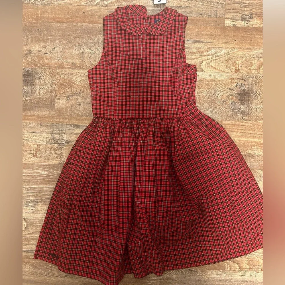 Polo Ralph Lauren Plaid Dress Kids 14 Red NEW Holiday Tartan Peter Pan Collar